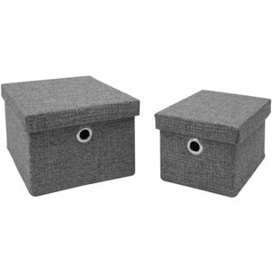 JVL Chroma Set of 2 Rectangular Storage Baskets with Lids, Home Storage Solution, Grey JVL Chroma Set of 2 Rectangular Storage Baskets with Lids, Home Storage Solution, Grey