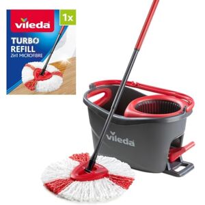 Vileda Turbo Microfibre Mop and Bucket Set with Extra 2-in-1 Head Replacement, Spin Mop for Cleaning Floors, Set of 1x Mop, 1x Bucket and 1x Refill Vileda Turbo Microfibre Mop and Bucket Set with Extra 2-in-1 Head Replacement, Spin Mop for Cleaning Floors, Set of 1x Mop, 1x Bucket and 1x Refill
