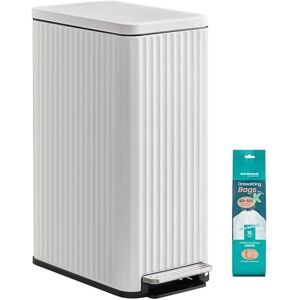 SONGMICS Kitchen Bin with Pedal, 13 Gallon (50 L) Slim Waste Bin with Soft-Close Lid, Removable Inner Bucket, Steel, 15 Rubbish Bags Included, Space-Saving, Cloud White LTB350WZ02 SONGMICS Kitchen Bin with Pedal, 13 Gallon (50 L) Slim Waste Bin with Soft-Close Lid, Removable Inner Bucket, Steel, 15 Rubbish Bags Included, Space-Saving, Cloud White LTB350WZ02