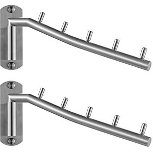JQK Folding Clothes Hanger Rack, Stainless Steel Swing Arm Hook Holder, Clothing Hanging System Drying Closet Storage Organiser Brushed Finished Wall Mount 2 Pack, SHR100-BN-P2 JQK Folding Clothes Hanger Rack, Stainless Steel Swing Arm Hook Holder, Clothing Hanging System Drying Closet Storage Organiser Brushed Finished Wall Mount 2 Pack, SHR100-BN-P2