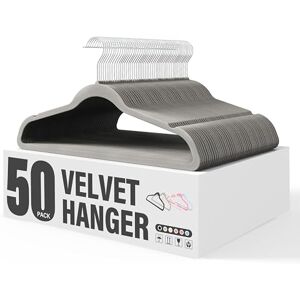 YSSOA Velvet Hangers 50 Pack, Non-Slip Clothes Hangers with Shoulder Notches, 360° Swivel Hooks, Heavy Duty Standard Hangers for Closet Space Saving, Grey YSSOA Velvet Hangers 50 Pack, Non-Slip Clothes Hangers with Shoulder Notches, 360° Swivel Hooks, Heavy Duty Standard Hangers for Closet Space Saving, Grey