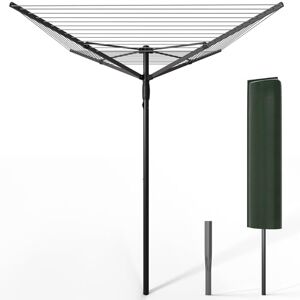 VOUNOT ® 50m 4 Arm Rotary Washing Line with Cover & Metal Ground Spike, Heavy Duty Foldable Outdoor Clothes Airer, Whirligig Rotary Dryer for Garden, Black VOUNOT ® 50m 4 Arm Rotary Washing Line with Cover & Metal Ground Spike, Heavy Duty Foldable Outdoor Clothes Airer, Whirligig Rotary Dryer for Garden, Black
