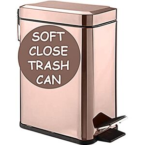 Homie Soft Close, Rectangular Trash Can 5L with Anti Bag Slip Liner and Lid, Use as Mini Garbage Basket, Slim Dust Bin, or Decor in Bathroom (Rose Gold) Homie Soft Close, Rectangular Trash Can 5L with Anti Bag Slip Liner and Lid, Use as Mini Garbage Basket, Slim Dust Bin, or Decor in Bathroom (Rose Gold)