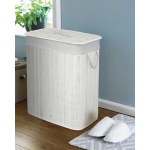 COUNTRY CLUB Oblong Eco-friendly Bamboo Laundry basket with a Lid, Washable Liner and Divider, White, 52 x 32 x 60cm COUNTRY CLUB Oblong Eco-friendly Bamboo Laundry basket with a Lid, Washable Liner and Divider, White, 52 x 32 x 60cm