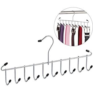 Relaxdays Belt Hanger, with 12 Hooks, for Scarves, Ties & More, Wardrobe & Closet Organisation, Plastic & Iron, Silver Relaxdays Belt Hanger, with 12 Hooks, for Scarves, Ties & More, Wardrobe & Closet Organisation, Plastic & Iron, Silver