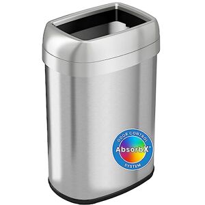 iTouchless 13 Gallon Dual-Deodorizer Oval Open Top Trash Can, Commercial Grade Stainless Steel, 49 Liter, 12-Inch Opening Garbage Can iTouchless 13 Gallon Dual-Deodorizer Oval Open Top Trash Can, Commercial Grade Stainless Steel, 49 Liter, 12-Inch Opening Garbage Can