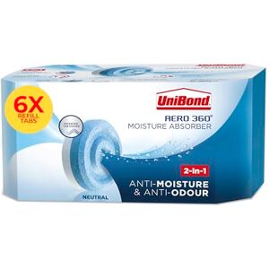 Unibond AERO 360° Moisture Absorber Neutral Refill Tab, Ultra-Absorbent and Odour-neutralising, for AERO 360° Dehumidifier, Condensation Absorbers, Pack of 6 (6 x 450g), Packaging May Vary Unibond AERO 360° Moisture Absorber Neutral Refill Tab, Ultra-Absorbent and Odour-neutralising, for AERO 360° Dehumidifier, Condensation Absorbers, Pack of 6 (6 x 450g), Packaging May Vary