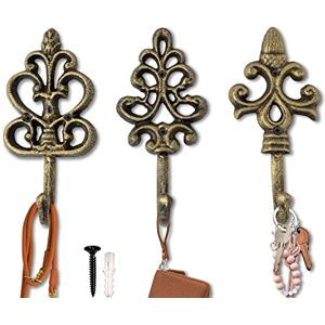Comfify - Cast Iron Wall Hooks - Rustic - Large - Set of 3 - French Country Charm Comfify - Cast Iron Wall Hooks - Rustic - Large - Set of 3 - French Country Charm