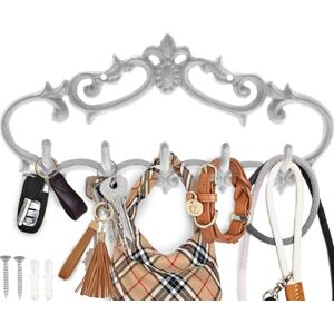 Comfify Cast Iron Wall Hanger – Vintage Design with 5 Hooks Keys, Towels, etc Wall Mounted, Metal, Heavy Duty, Rustic, Vintage, Decorative Gift Idea White Comfify Cast Iron Wall Hanger – Vintage Design with 5 Hooks Keys, Towels, etc Wall Mounted, Metal, Heavy Duty, Rustic, Vintage, Decorative Gift Idea White