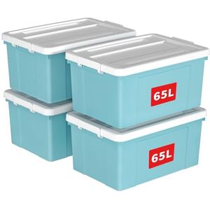Cetomo 65L*4 Storage Boxes - Stackable, Secure Latching, Blue Cetomo 65L*4 Storage Boxes - Stackable, Secure Latching, Blue