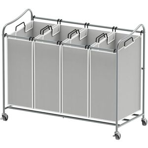 Simple Houseware 4-Bag Heavy Duty Laundry Sorter Rolling Cart, Silver Simple Houseware 4-Bag Heavy Duty Laundry Sorter Rolling Cart, Silver