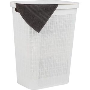 Mind Reader 60L Slim Laundry Hamper, Clothes Basket, Lid, Linen Design, Plastic, 18.25”L x 14.25”W x 23.5”H, White Mind Reader 60L Slim Laundry Hamper, Clothes Basket, Lid, Linen Design, Plastic, 18.25”L x 14.25”W x 23.5”H, White