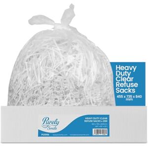Blake & White 80L Capacity Standard Clear Sacks Purely Smile Ultra Durable & Sustainable Recyclable Bin Bags Heavy Duty Liners for Household, Office, and Kitchen Box of 200 (Packaging may vary) Blake & White 80L Capacity Standard Clear Sacks Purely Smile Ultra Durable & Sustainable Recyclable Bin Bags Heavy Duty Liners for Household, Office, and Kitchen Box of 200 (Packaging may vary)