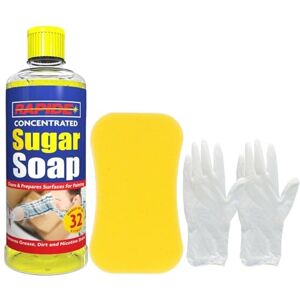 Swiflee and Co Sugar Soap For Cleaning Bundle - Set Includes Rapide Sugar Soap, Large Sponge and Pair of Gloves - Fast Acting Stain Remover and Wall Cleaner for Painted Walls