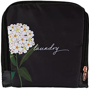 MIAMICA Foldable Travel Laundry Bag, 21'' x 22'', Black with White Floral – Lightweight, Durable Design Drawstring Closure MIAMICA Foldable Travel Laundry Bag, 21'' x 22'', Black with White Floral – Lightweight, Durable Design Drawstring Closure