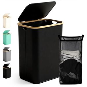 Ribelli Laundry Basket 85 Litres, Foldable Laundry Hamper with Lid and Removable Laundry Bag, Laundry Bin Slim for Laundry Room, Bathroom, Bedroom, Black Ribelli Laundry Basket 85 Litres, Foldable Laundry Hamper with Lid and Removable Laundry Bag, Laundry Bin Slim for Laundry Room, Bathroom, Bedroom, Black