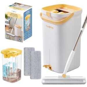 True & Tidy Mop and Bucket Set with Pump System for Home, Hands Free Self Cleaning with 3 Compartments to Separate Clean from Dirty Water, with 2 Machine Washable Microfiber Mop Pads, Patent Pending, in Gift Box True & Tidy Mop and Bucket Set with Pump System for Home, Hands Free Self Cleaning with 3 Compartments to Separate Clean from Dirty Water, with 2 Machine Washable Microfiber Mop Pads, Patent Pending, in Gift Box