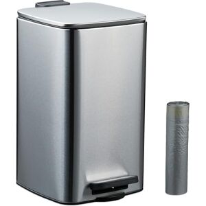 Relaxdays Bathroom Pedal Bin, 8 Litres, Soft-Close Lid, Removable Inner Bucket, Metal, Sanitary Waste, Toilet, Silver Relaxdays Bathroom Pedal Bin, 8 Litres, Soft-Close Lid, Removable Inner Bucket, Metal, Sanitary Waste, Toilet, Silver