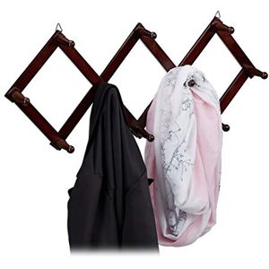 Relaxdays Wall-Mounted Coat Rack, Extendable Wardrobe, 10 Hooks, Stable, Wood, max. HWD: 5.5 x 87.5 x 7.5 cm, Dark Brown Relaxdays Wall-Mounted Coat Rack, Extendable Wardrobe, 10 Hooks, Stable, Wood, max. HWD: 5.5 x 87.5 x 7.5 cm, Dark Brown