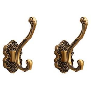 SDH Rustic Coat Hooks, Wall Mounted Towel Hooks, Vintage Style, Bathroom, Hall Way, Aluminum Alloy, Antique Brass Anodizing, Pack in 2 Pcs SDH Rustic Coat Hooks, Wall Mounted Towel Hooks, Vintage Style, Bathroom, Hall Way, Aluminum Alloy, Antique Brass Anodizing, Pack in 2 Pcs