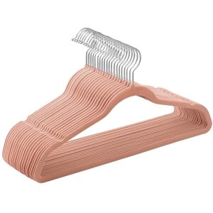 SONGMICS Set of 20 Velvet Hangers, 41.5 cm Wide, Space-Saving, High Load Capacity, with 360° Swivel Hooks, for Coats Shirts Suits, Silver and Light Pink CRF026R20 SONGMICS Set of 20 Velvet Hangers, 41.5 cm Wide, Space-Saving, High Load Capacity, with 360° Swivel Hooks, for Coats Shirts Suits, Silver and Light Pink CRF026R20