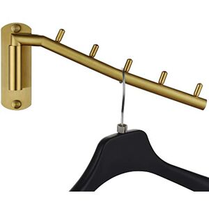 JQK Folding Clothes Hanger Rack, Stainless Steel Swing Arm Hook Holder, Clothing Hanging System Drying Closet Storage Organizer Brushed Gold Wall Mount, SHR100-PB JQK Folding Clothes Hanger Rack, Stainless Steel Swing Arm Hook Holder, Clothing Hanging System Drying Closet Storage Organizer Brushed Gold Wall Mount, SHR100-PB