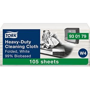 Tork Biobased Heavy-Duty Cleaning Cloth White W4, 1 ply, 105 cloths, 930179 Tork Biobased Heavy-Duty Cleaning Cloth White W4, 1 ply, 105 cloths, 930179