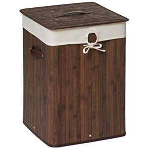 Premier Housewares Kankyo Bamboo Square Laundry Hamper, Dark Brown Premier Housewares Kankyo Bamboo Square Laundry Hamper, Dark Brown