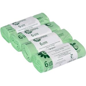 All-Green 6 Litre x 200 bags Compostable Kitchen Caddy Liner Food Waste Bin Liners EN 13432-6L Bags with Composting Guide All-Green 6 Litre x 200 bags Compostable Kitchen Caddy Liner Food Waste Bin Liners EN 13432-6L Bags with Composting Guide