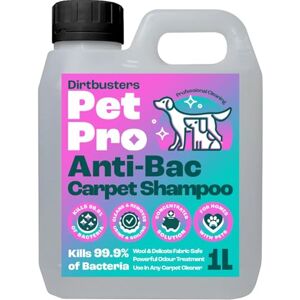 Dirtbusters Pet Pro Antibacterial Carpet Cleaner Shampoo (1L) Formula Kills 99.99% of Bacteria – Removes Pet Odours, Urine & Stains – Safe On Wool, Professional Carpet Cleaning Solution Dirtbusters Pet Pro Antibacterial Carpet Cleaner Shampoo (1L) Formula Kills 99.99% of Bacteria – Removes Pet Odours, Urine & Stains – Safe On Wool, Professional Carpet Cleaning Solution