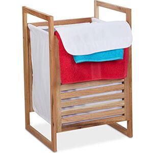 Relaxdays Walnut Laundry Basket, Square, with Handles & Lid, HWD: 60 x 40 x 35 cm, Hamper & Toy Storage, Natural/White, Wood Relaxdays Walnut Laundry Basket, Square, with Handles & Lid, HWD: 60 x 40 x 35 cm, Hamper & Toy Storage, Natural/White, Wood