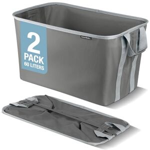 CleverMade Collapsible Laundry Basket Hamper Shadow Stone Gray 2-Pack 60L Space Saving Storage Organizer with Handles Foldable Home Organization CleverMade Collapsible Laundry Basket Hamper Shadow Stone Gray 2-Pack 60L Space Saving Storage Organizer with Handles Foldable Home Organization