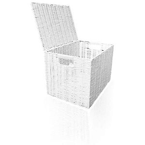 ARPAN Laundry Resin Woven Basket Storage Chest Trunk Hamper/Kids Toy Storage Box Basket, White (Medium W37xD26x26cms) ARPAN Laundry Resin Woven Basket Storage Chest Trunk Hamper/Kids Toy Storage Box Basket, White (Medium W37xD26x26cms)