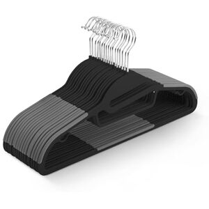 KEPLIN 20-Pack Non-Slip Hangers – Durable, Slimline Design for Space Saving with 360° Swivel, Tie Organiser, Strap Hooks, and S-Shape Opening (Black) KEPLIN 20-Pack Non-Slip Hangers – Durable, Slimline Design for Space Saving with 360° Swivel, Tie Organiser, Strap Hooks, and S-Shape Opening (Black)
