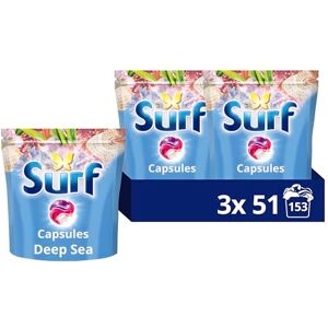 Surf 3 in 1 Deep Sea Laundry Washing Detergent Capsules joy-infused fragrance with natural essential oils lasting up to 12 hours in wear for brilliantly clean results 153 washes (3x 51) Surf 3 in 1 Deep Sea Laundry Washing Detergent Capsules joy-infused fragrance with natural essential oils lasting up to 12 hours in wear for brilliantly clean results 153 washes (3x 51)