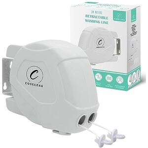 Coselena 30m Retractable Washing Line – Heavy-Duty Twin Clothes Line with Hook – Extendable Non-Slip Clothes Dryer for Indoor & Outdoor Use – White Coselena 30m Retractable Washing Line – Heavy-Duty Twin Clothes Line with Hook – Extendable Non-Slip Clothes Dryer for Indoor & Outdoor Use – White