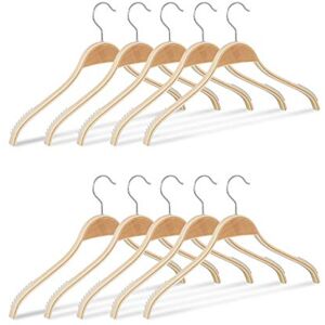 Relaxdays Set of 10 Wooden Clothes Hangers, Anti-Slip Slats, 360° Swivel Hooks, Wardrobe Organisers, 40 cm, Natural, Wood, 23 x 40 x 1.3 cm Relaxdays Set of 10 Wooden Clothes Hangers, Anti-Slip Slats, 360° Swivel Hooks, Wardrobe Organisers, 40 cm, Natural, Wood, 23 x 40 x 1.3 cm