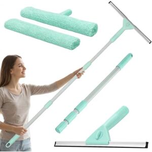 edihome , Window Cleaner with Long Handle (27IN), Glass Cleaning Tools with Silicone Squeegee & Microfiber Scrubber, Window Cleaning Kit for Shower Glass Mirror Door Car edihome , Window Cleaner with Long Handle (27IN), Glass Cleaning Tools with Silicone Squeegee & Microfiber Scrubber, Window Cleaning Kit for Shower Glass Mirror Door Car