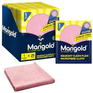 Marigold Squeaky Clean Flexi Microfibre Cloth, Case Pack of 25 Singles, Streak Free Microfibre Cleaning Cloths, Multifunctional Reusable Cloths for All Surfaces, Machine Washable, 32 x 27 cm each Marigold Squeaky Clean Flexi Microfibre Cloth, Case Pack of 25 Singles, Streak Free Microfibre Cleaning Cloths, Multifunctional Reusable Cloths for All Surfaces, Machine Washable, 32 x 27 cm each