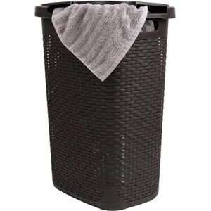 Mind Reader Basket Collection, Slim Laundry Hamper, 60 Liter (15kg/33lbs) Capacity, Cut Out Handles, Attached Hinged Lid, Ventilated, 17.65"L x 13.75"W x 24.15"H, Brown Mind Reader Basket Collection, Slim Laundry Hamper, 60 Liter (15kg/33lbs) Capacity, Cut Out Handles, Attached Hinged Lid, Ventilated, 17.65"L x 13.75"W x 24.15"H, Brown