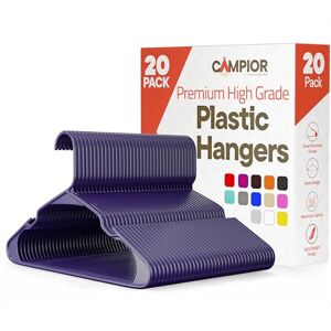 Campior Premium Clothes Hangers – Space-Saving Slim Design, Lightweight and Durable Plastic with Smart Shoulder Grooves, Versatile Usage for Organizing Laundry, Coats & Clothes, Purple, Pack of 20 Campior Premium Clothes Hangers – Space-Saving Slim Design, Lightweight and Durable Plastic with Smart Shoulder Grooves, Versatile Usage for Organizing Laundry, Coats & Clothes, Purple, Pack of 20