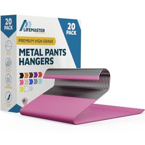 Lifemaster Metal Pants Hanger Set 20 Pieces Elegant Non-Slip Closet Space Saving Hanger Set for Pants, Trouser, Blankets, and Jeans with Open Ended Sleek Design Pink Lifemaster Metal Pants Hanger Set 20 Pieces Elegant Non-Slip Closet Space Saving Hanger Set for Pants, Trouser, Blankets, and Jeans with Open Ended Sleek Design Pink