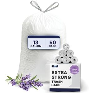 Plasticplace W13DSWHJRLV 13 Gallon White Drawstring Trash Bags │ 1.2 Mil │ Lavender and Soft Vanilla Scented Garbage Can Liners │ 24" x 31" (50 Count) Plasticplace W13DSWHJRLV 13 Gallon White Drawstring Trash Bags │ 1.2 Mil │ Lavender and Soft Vanilla Scented Garbage Can Liners │ 24" x 31" (50 Count)