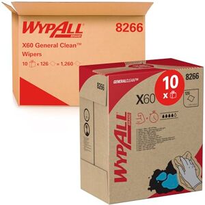 Wypall X60 General Clean Cloths 8266 Cleaning Cloths 10 POP-UP Boxes x 126 White Wiping Cloths (1,260 total) Wypall X60 General Clean Cloths 8266 Cleaning Cloths 10 POP-UP Boxes x 126 White Wiping Cloths (1,260 total)
