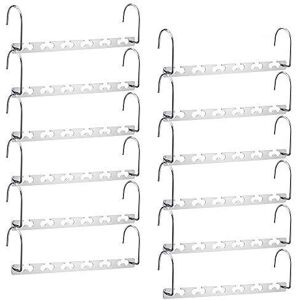 Meetu Space Saving Hangers Multifunctional Clothes Hangers Stainless Steel 6X2 Slots Magic Hanger Cascading Hanger Updated Hook Design Closet Organizer Hanger (Pack of 20) Meetu Space Saving Hangers Multifunctional Clothes Hangers Stainless Steel 6X2 Slots Magic Hanger Cascading Hanger Updated Hook Design Closet Organizer Hanger (Pack of 20)