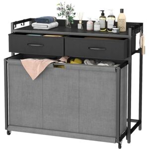 Feonase Large Laundry Basket with Wheels & 3 Compartments 4 x 30L Laundry Sorter Bag for Washing, Dual-Drawer Laundry Storage Hamper, Ideal for Laundry Room, Bedroom, Bathroom Feonase Large Laundry Basket with Wheels & 3 Compartments 4 x 30L Laundry Sorter Bag for Washing, Dual-Drawer Laundry Storage Hamper, Ideal for Laundry Room, Bedroom, Bathroom