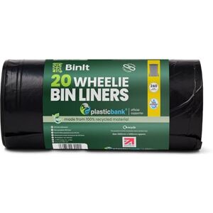 BIN IT BinIt 20 Wheelie Bin Liners 240 Litre, Eco-Friendly, Bin Bags, Refuse Sacks, Recycled, Strong & Secure, Tear Resistant, 30 μm, Perfect for Standard 240L Wheelie Bins BIN IT BinIt 20 Wheelie Bin Liners 240 Litre, Eco-Friendly, Bin Bags, Refuse Sacks, Recycled, Strong & Secure, Tear Resistant, 30 μm, Perfect for Standard 240L Wheelie Bins
