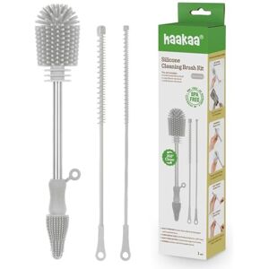 haakaa Silicone Cleaning Brush Kit – Household Cleaning Brushes for Bottles and Crevices – Food-Grade Silicone: Dishwasher Safe (Kit-Grey) haakaa Silicone Cleaning Brush Kit – Household Cleaning Brushes for Bottles and Crevices – Food-Grade Silicone: Dishwasher Safe (Kit-Grey)