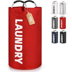 Lychico 90L Laundry Basket, Large Foldable Collapsible Washing Basket with Handles, Waterproof Storage Hamper, Portable Laundry Bag for Home Use, Space Saving Clothes Organiser, Red Lychico 90L Laundry Basket, Large Foldable Collapsible Washing Basket with Handles, Waterproof Storage Hamper, Portable Laundry Bag for Home Use, Space Saving Clothes Organiser, Red