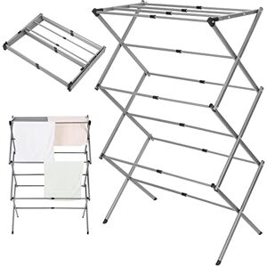 Rainberg 3-Tier Extendable Clothes Airer, Foldable Laundry Rack for Air Drying Clothing, Suitable For Indoors & Outdoors, Space Saving Washing Line, Expands 40-73cm Wide. Rainberg 3-Tier Extendable Clothes Airer, Foldable Laundry Rack for Air Drying Clothing, Suitable For Indoors & Outdoors, Space Saving Washing Line, Expands 40-73cm Wide.
